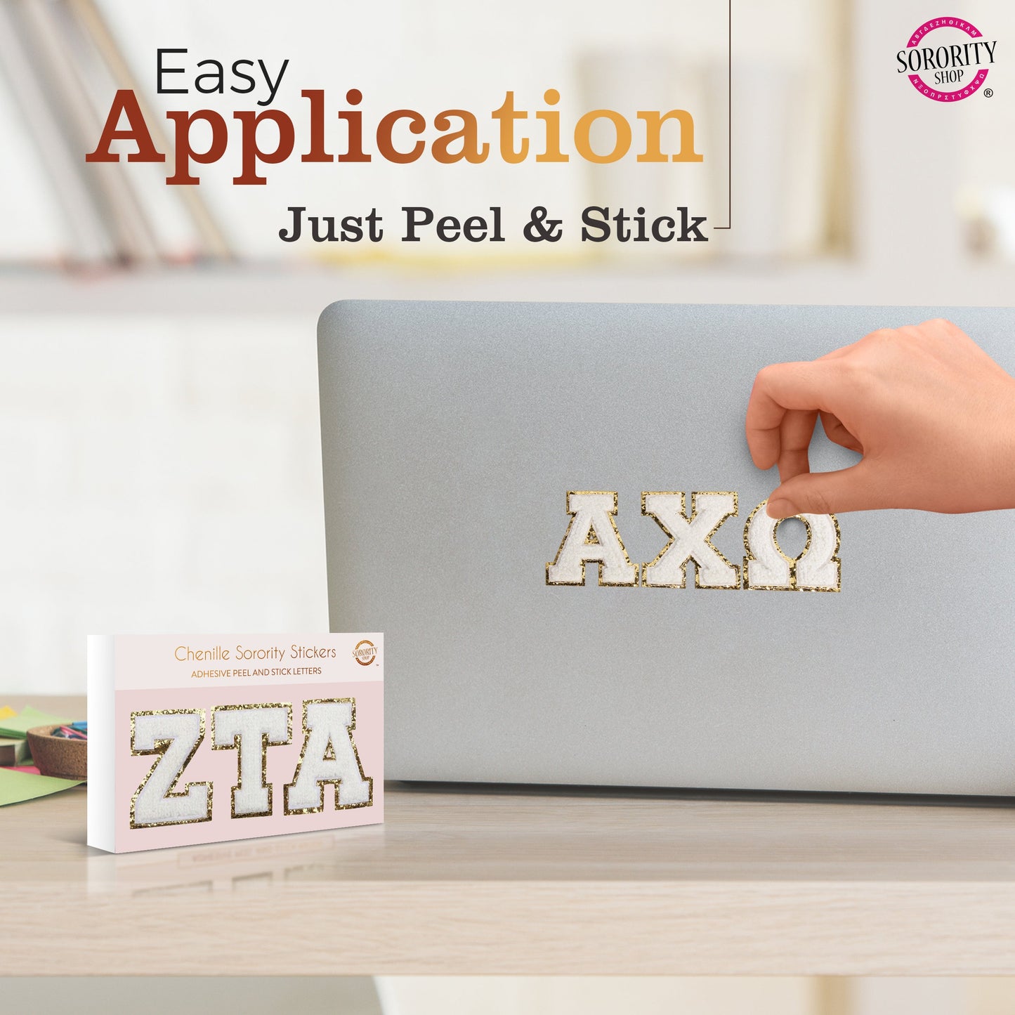 Alpha Gamma Delta Chenille Stickers - AGD Greek Letter Stickers