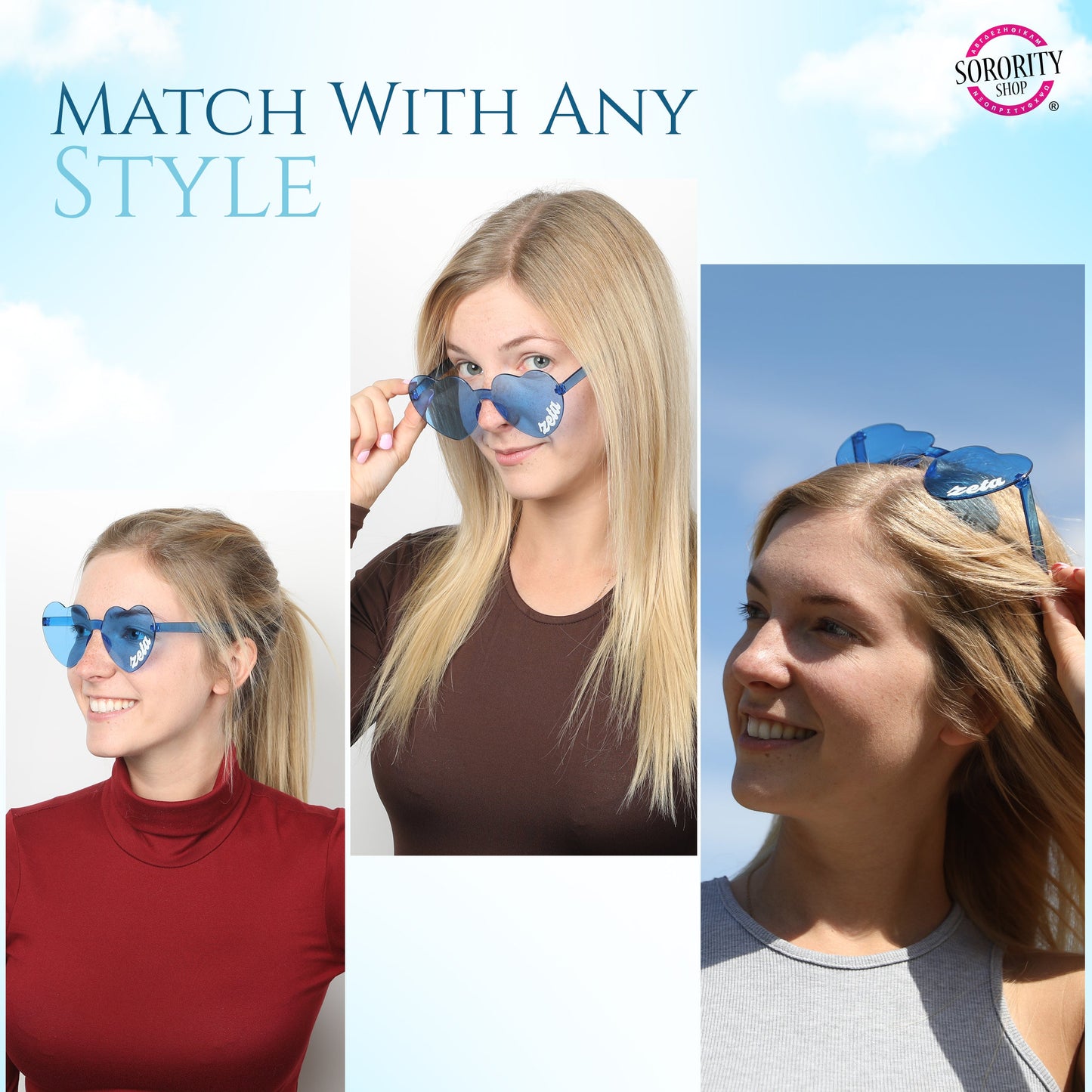 Alpha Kappa Delta Phi Sunglasses - Heart Shaped