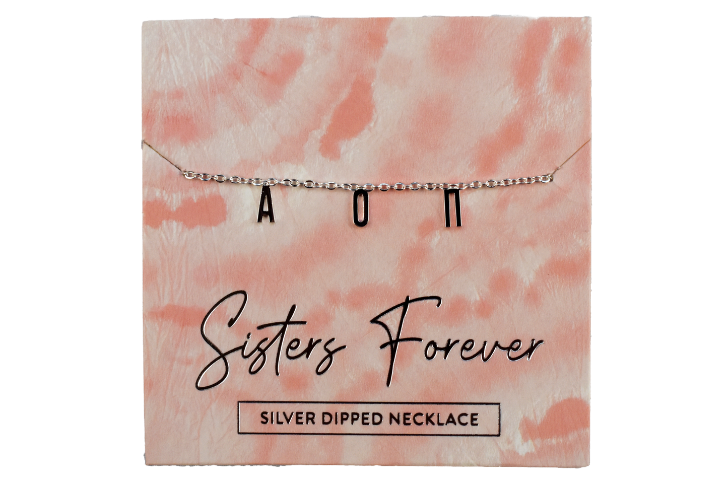 Alpha Omicron Pi Silver Greek Letters Necklace