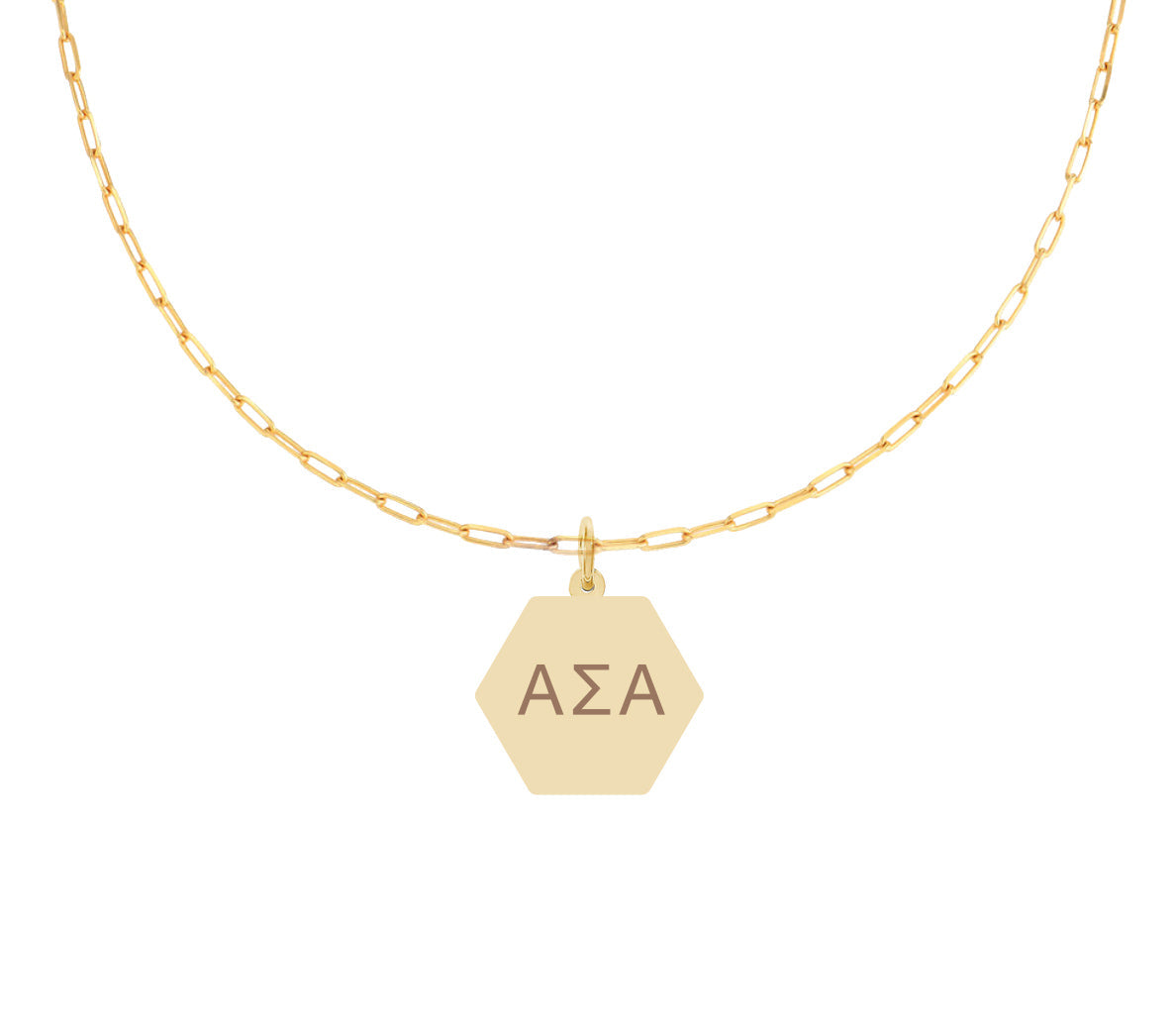 Alpha Sigma Alpha Paperclip Necklace with ASA Sorority Pendant