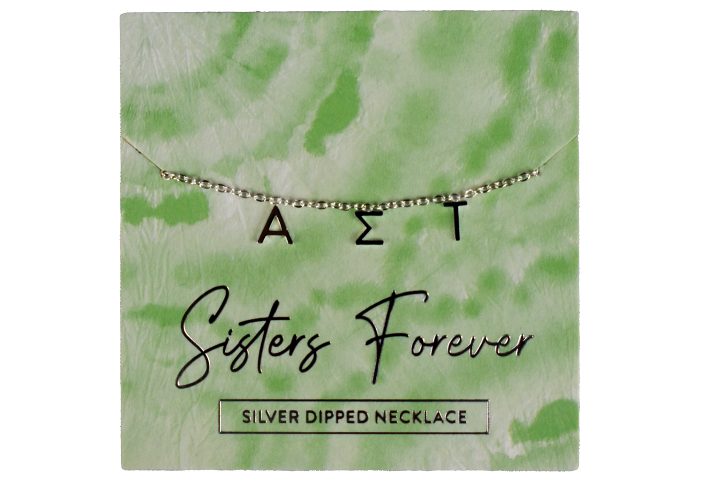Alpha Sigma Tau Silver Greek Letters Necklace
