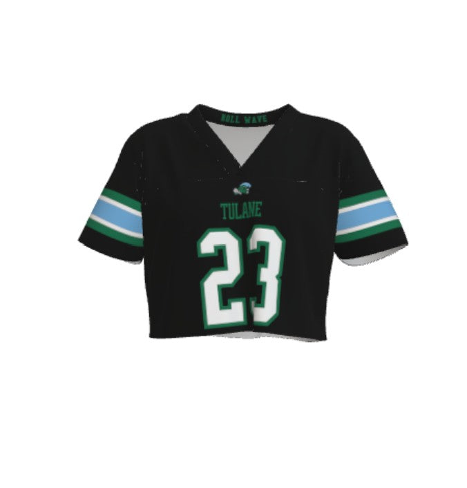 Tulane Replica Customizable Football Crop Top - Black