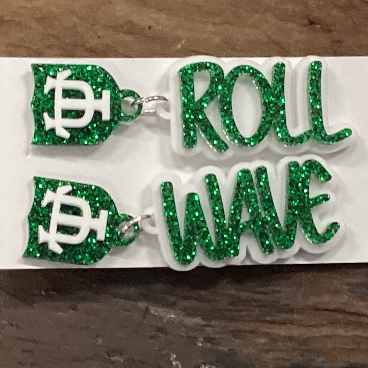 Roll Wave Shield Script Earrings