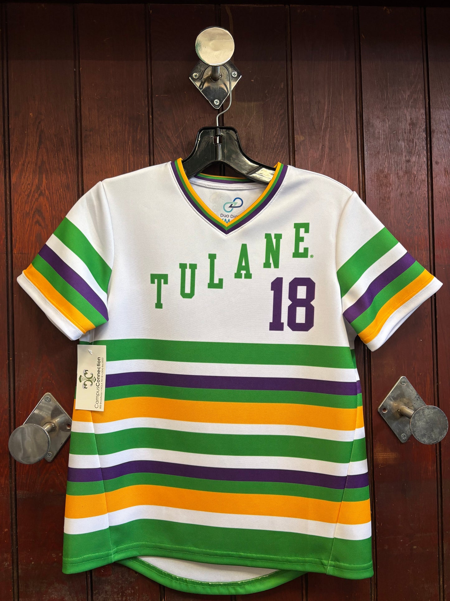 Tulane Youth Mardi Gras Throwback Stripe Baseball Jersey