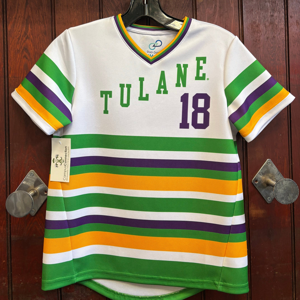 Tulane Youth Mardi Gras Throwback Stripe Baseball Jersey