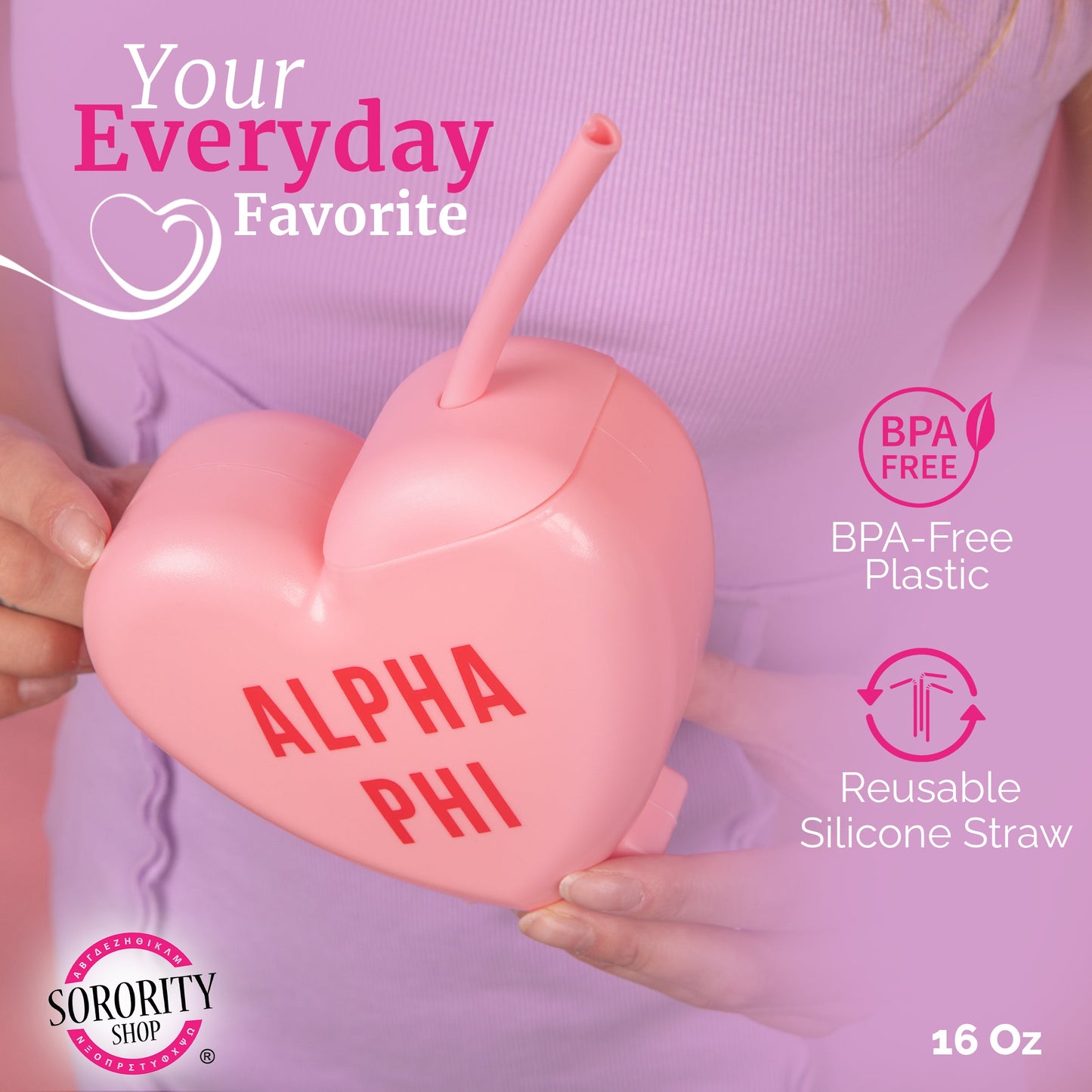 Phi Mu Tumbler- Candy Heart Shaped