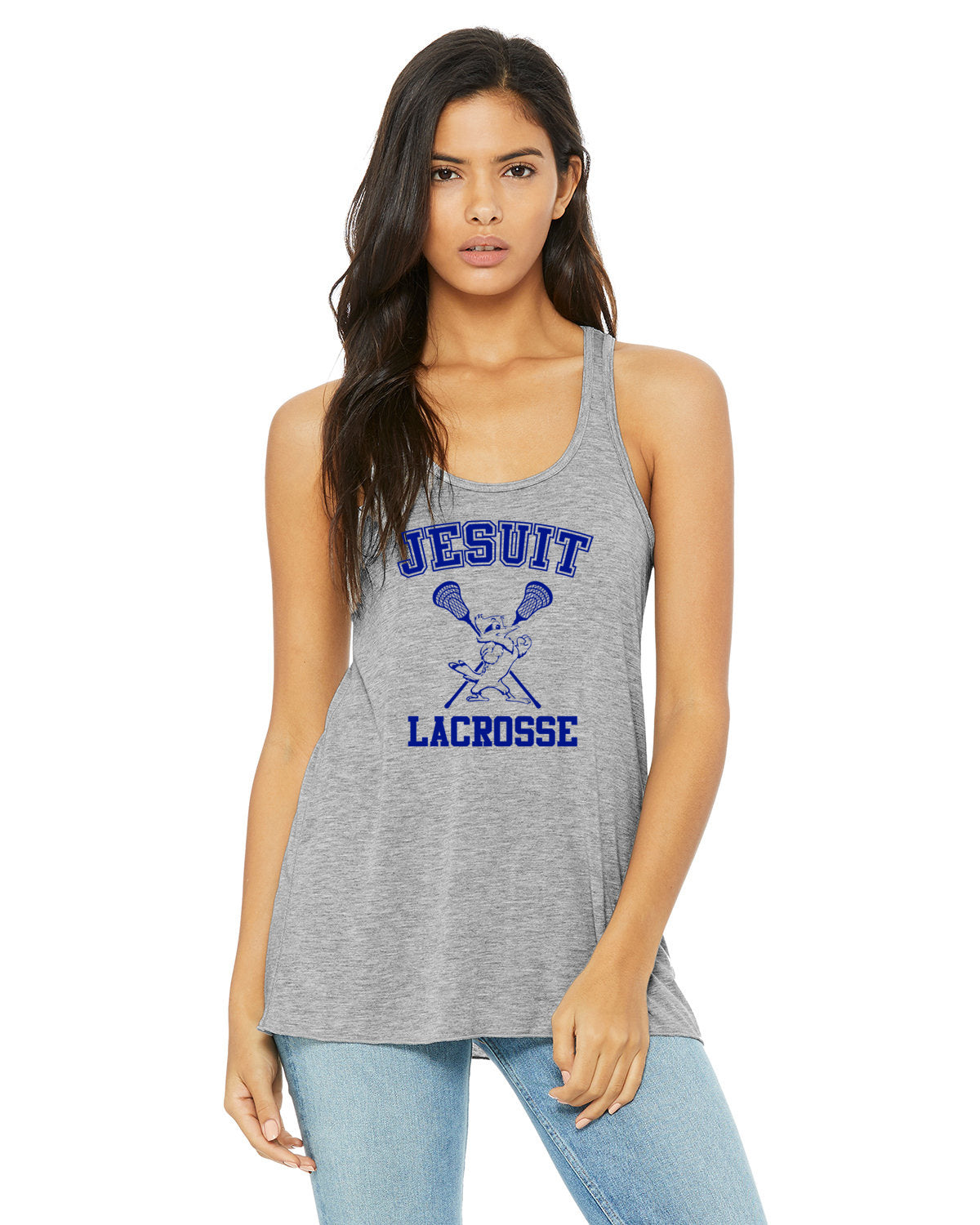 Jesuit Lacrosse Flowy Racerback Tank - Athletic Heather