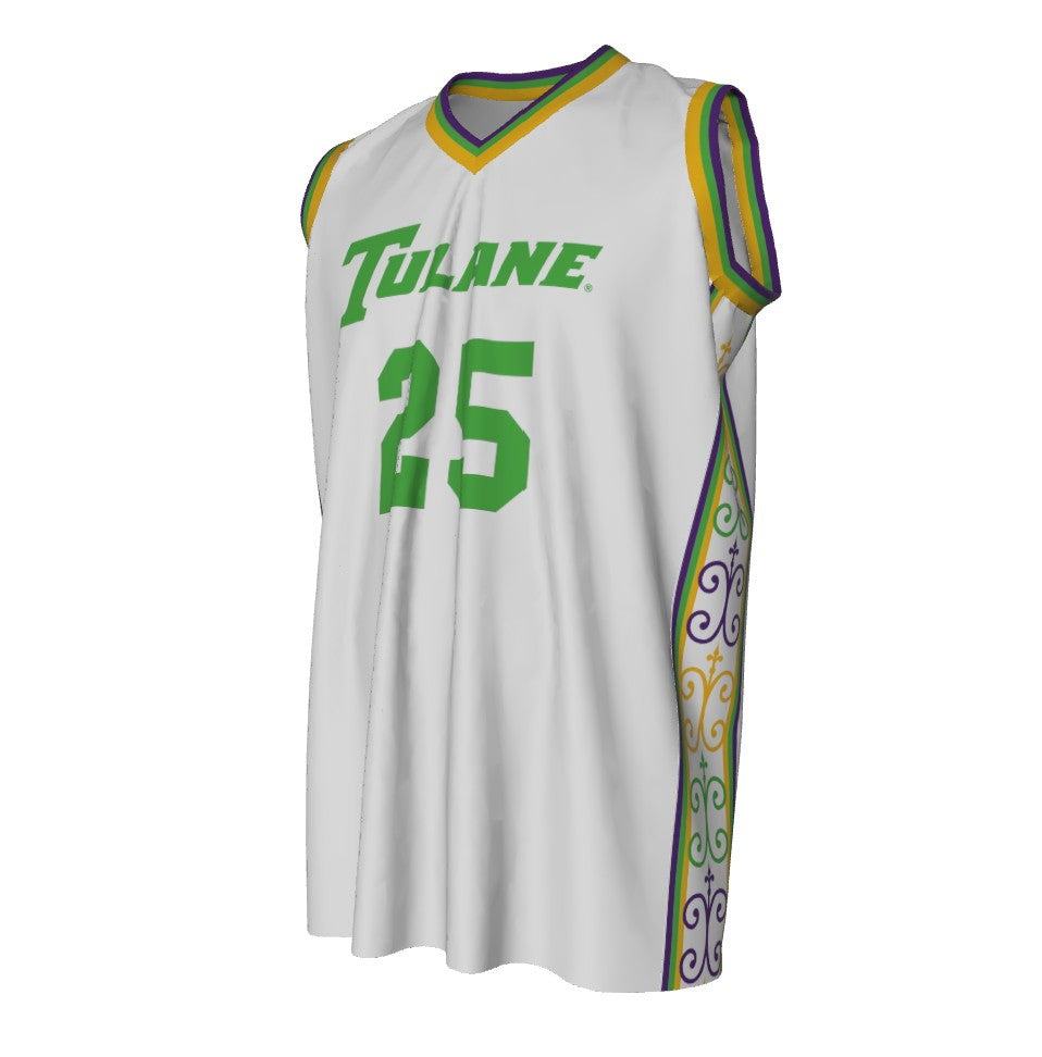 Tulane Replica Customizable Basketball Jersey - 2025 Mardi Gras White