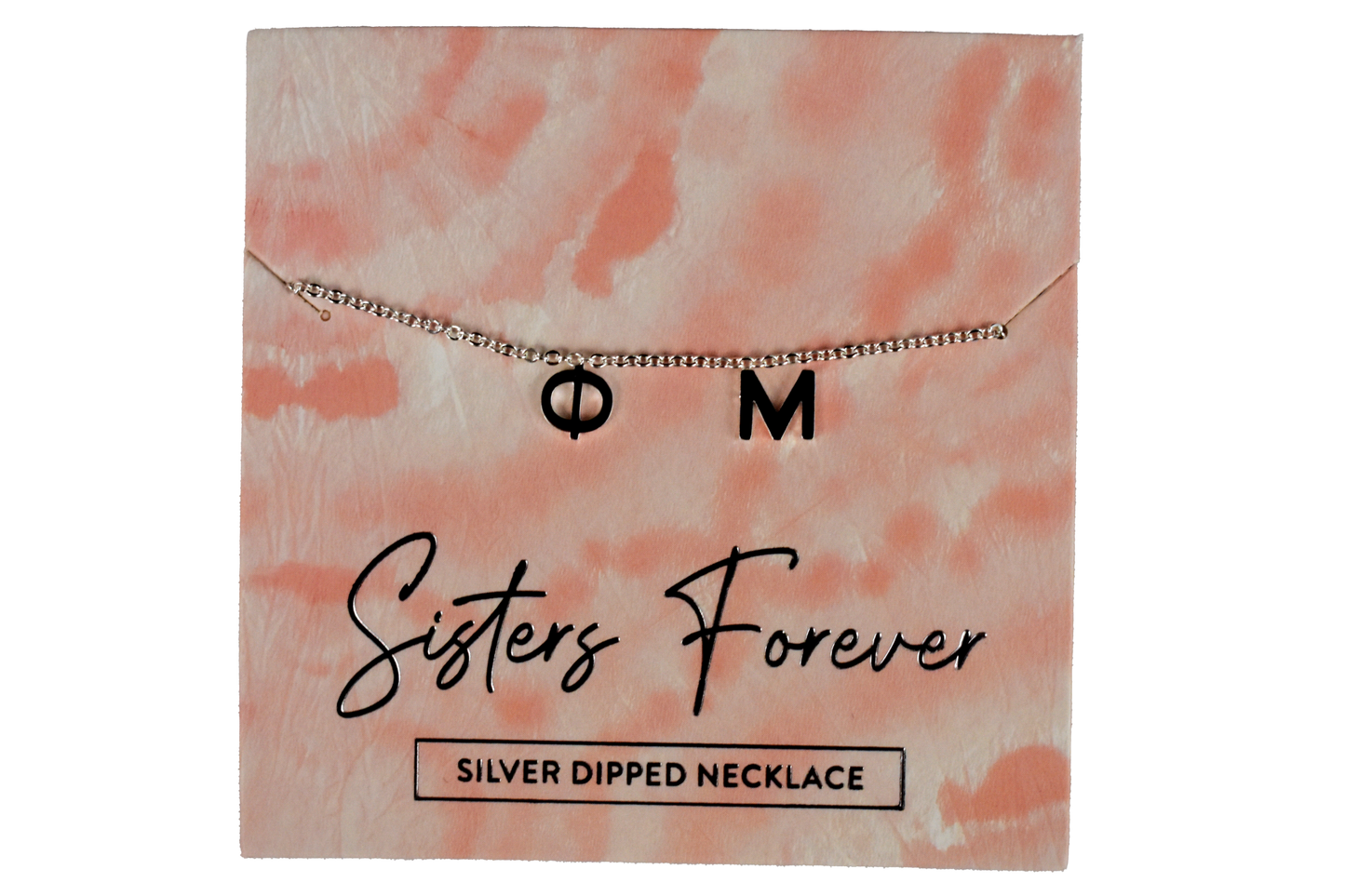 Phi Mu Silver Greek Letters Necklace