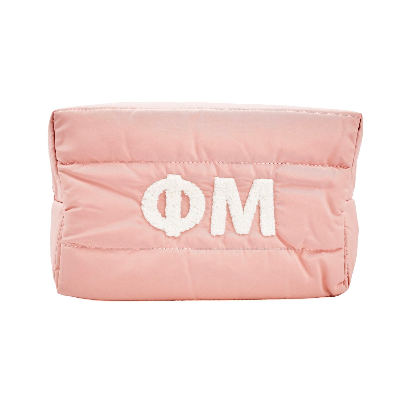 Phi Mu Makeup Bag - Puffer Style with Sorority Letters