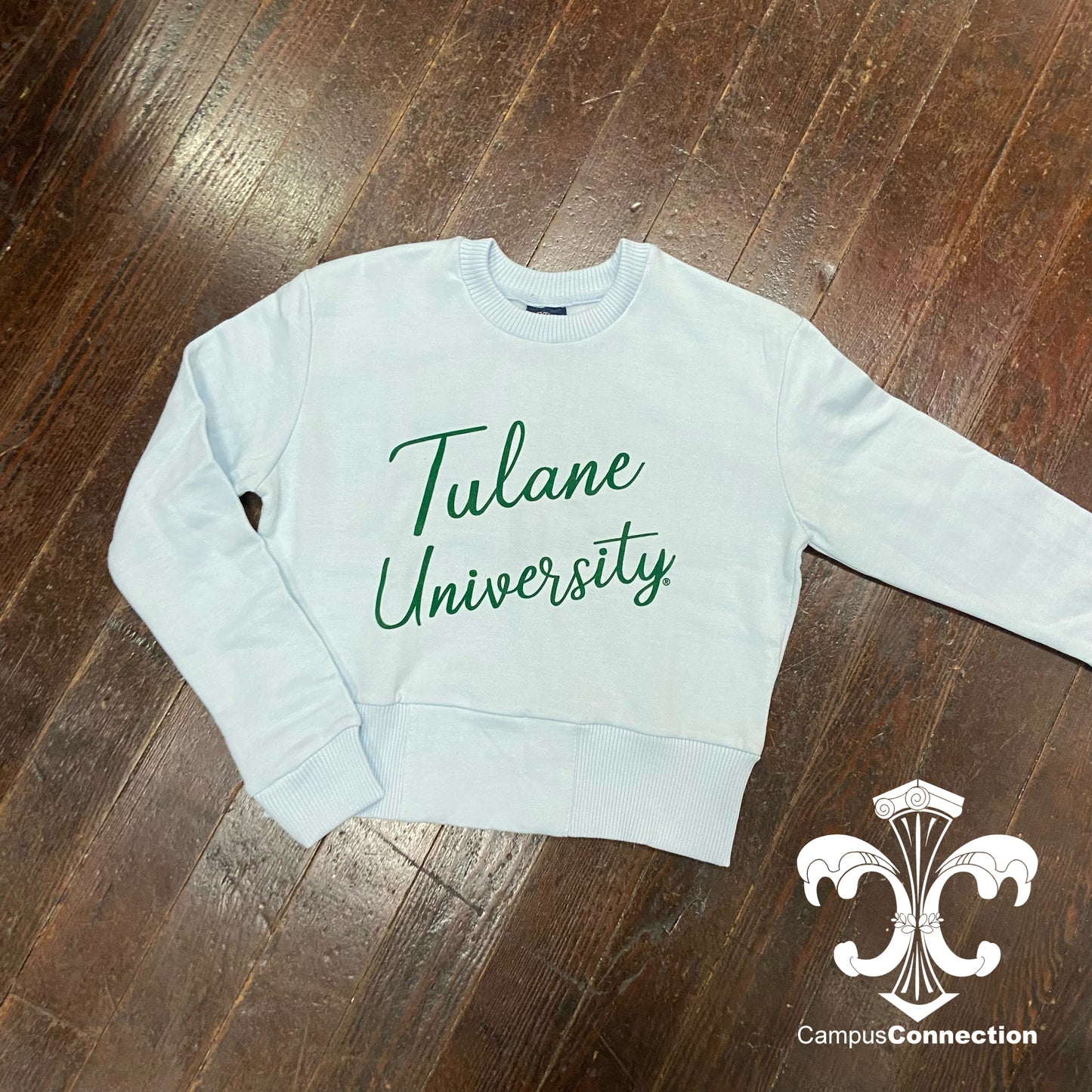 Tulane Cropped and Ribbed Crewneck Sweatshirt
