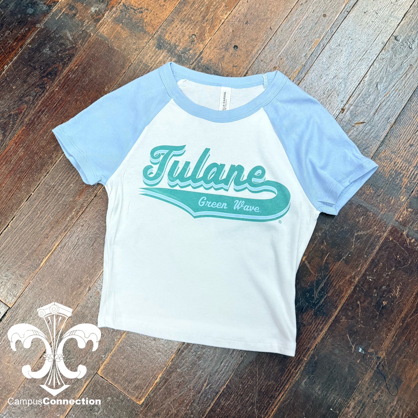 Tulane Script Cropped Baseball Tee
