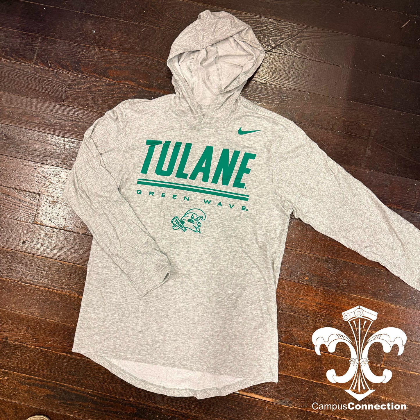 Tulane Nike Dri-FIT Cotton Long Sleeve Hoodie T-Shirt
