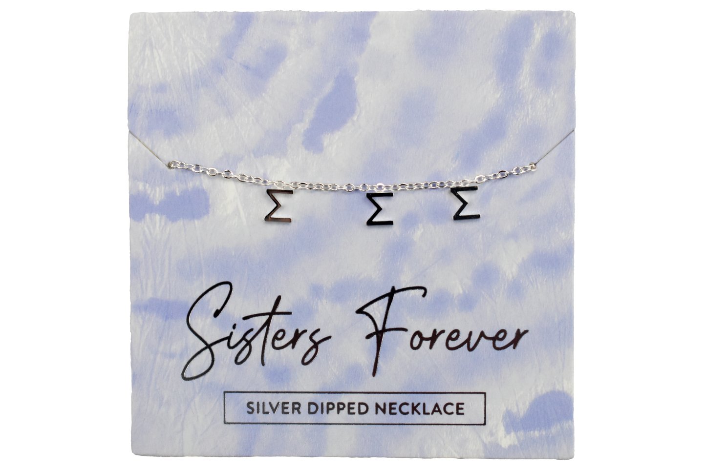 Tri Sigma Silver Greek Letters Necklace