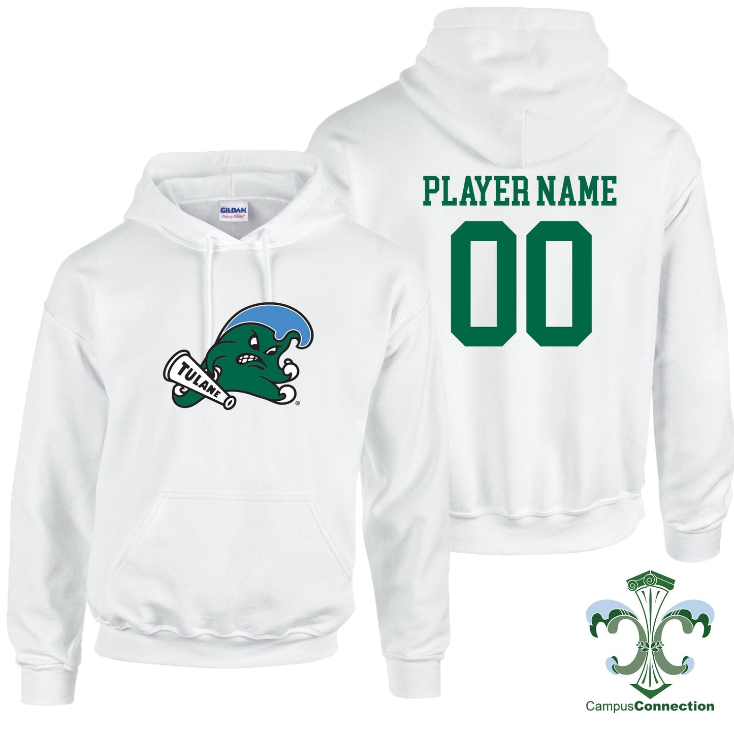 Tulane Golf NIL Player Angry Wave Hooded Sweatshirt