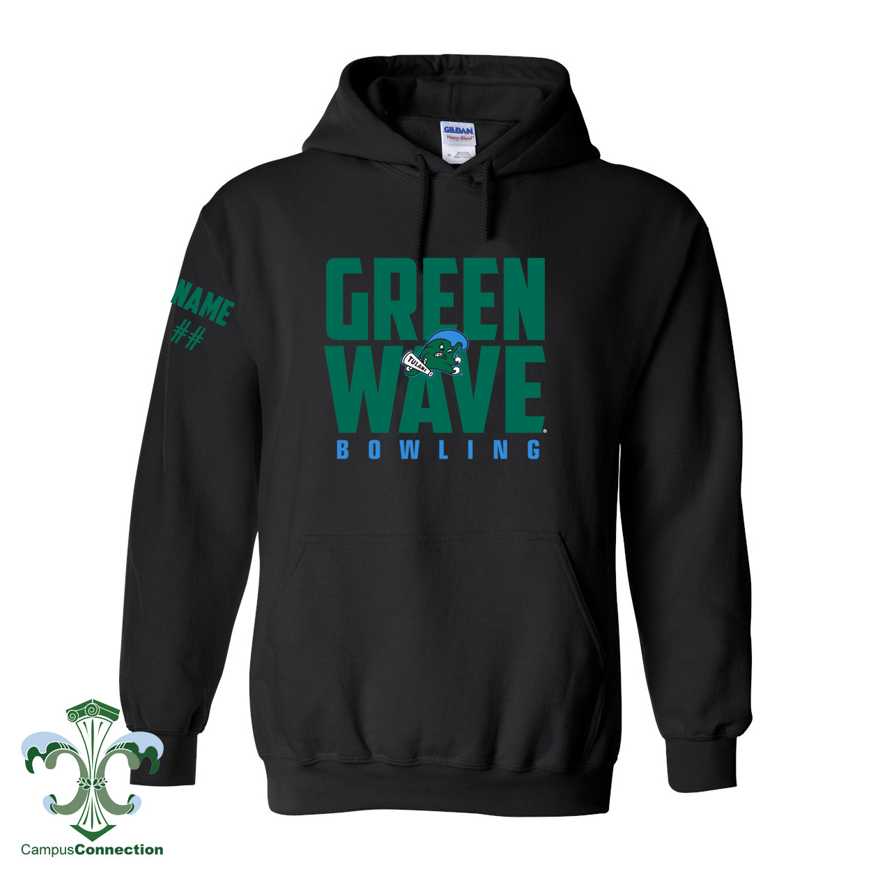 Green Wave Bowling Hooded Sweatshirt