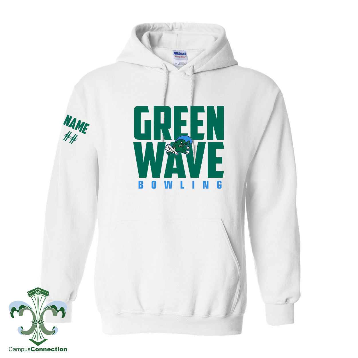 Green Wave Bowling Hooded Sweatshirt