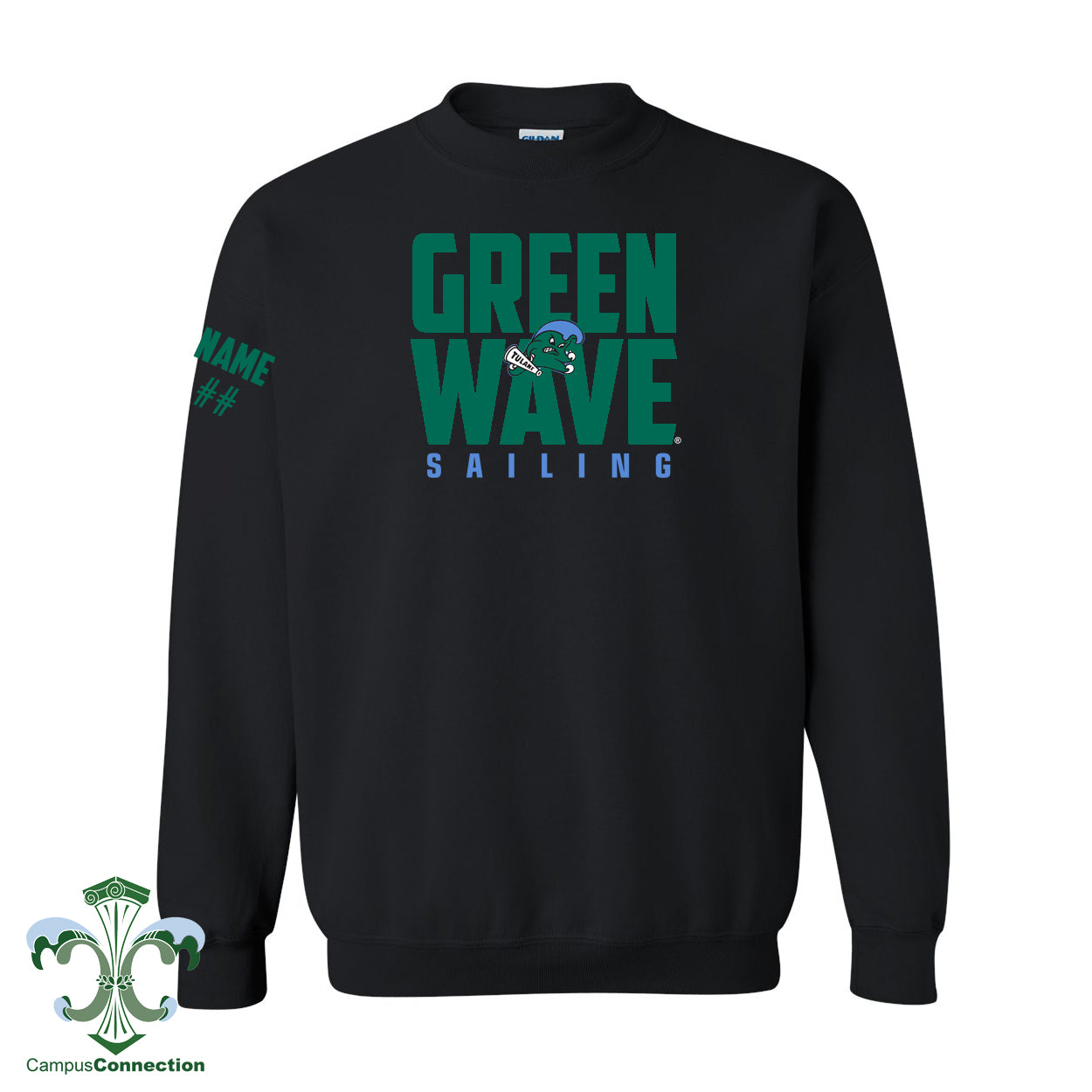 Green Wave Sailing Crewneck Sweatshirt