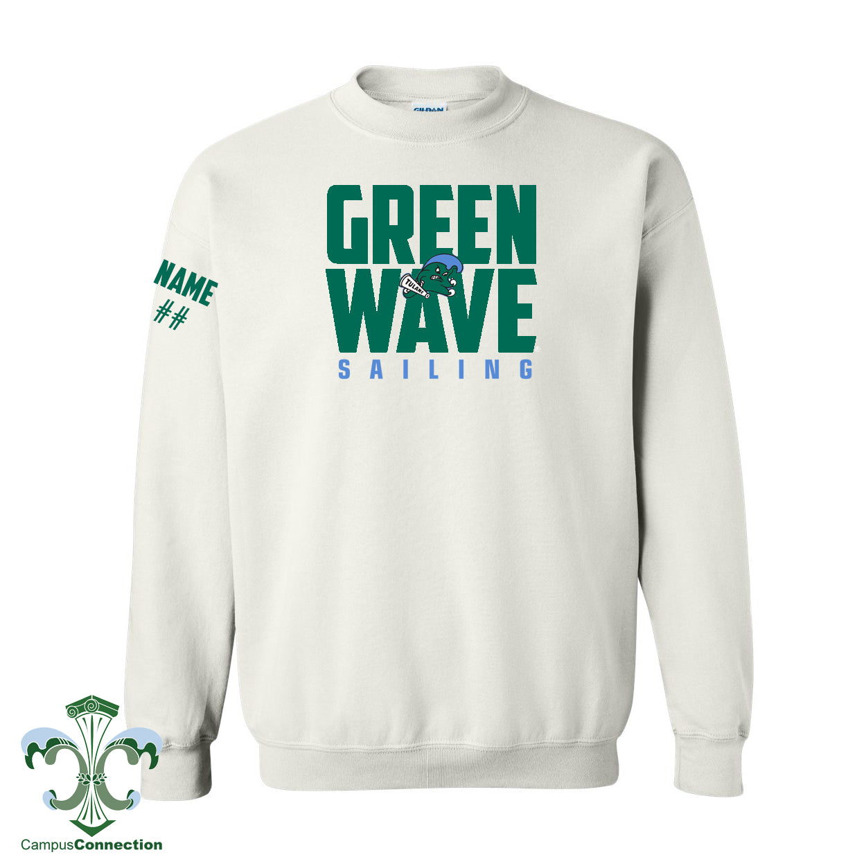Green Wave Sailing Crewneck Sweatshirt