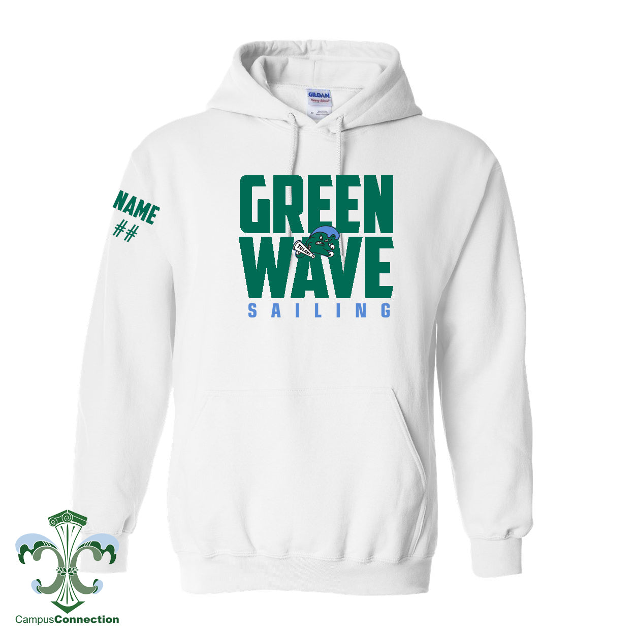 Green Wave Sailing Hooded Sweatshirt