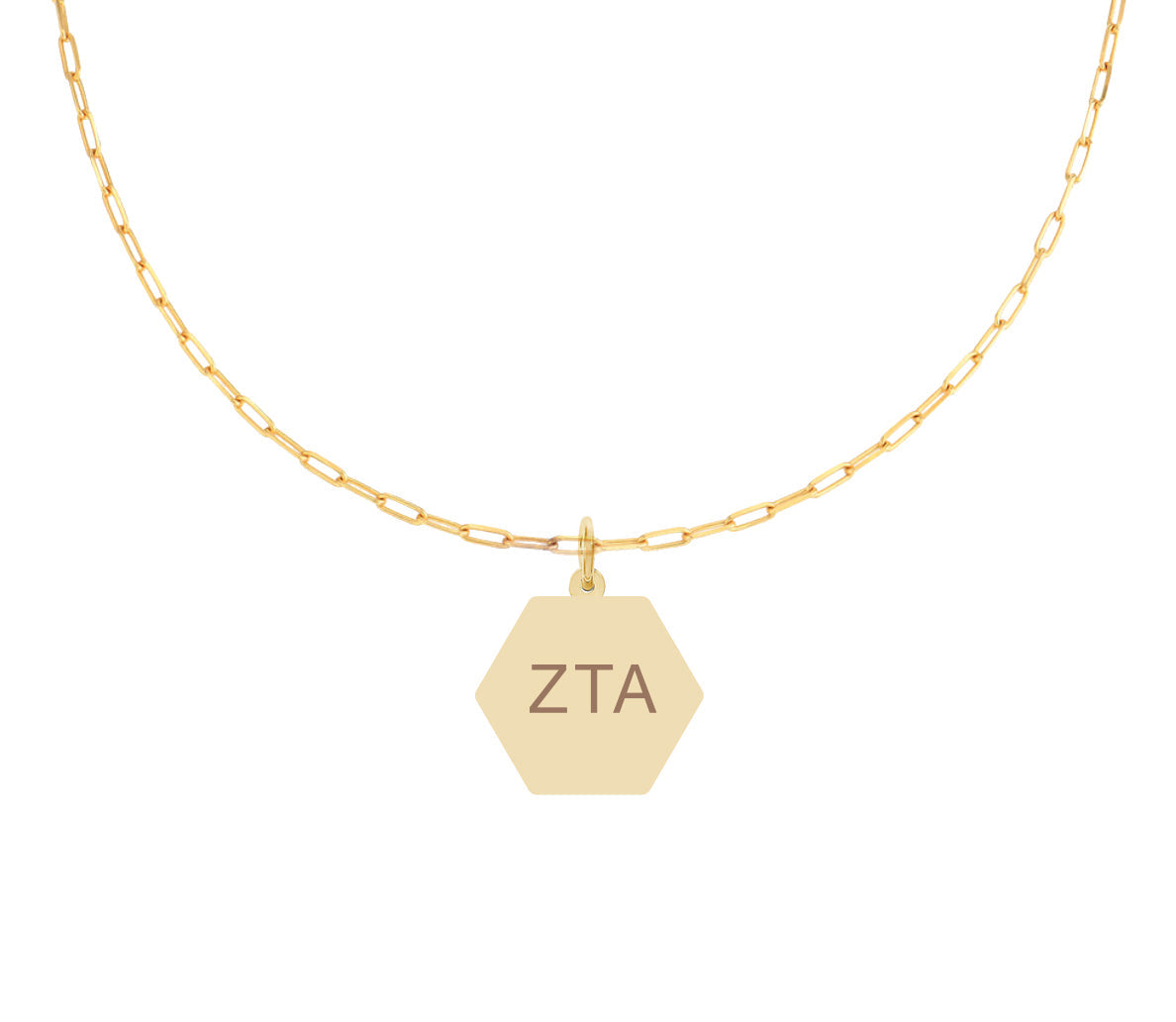 Zeta Tau Alpha Paperclip Necklace with ZTA Sorority Pendant