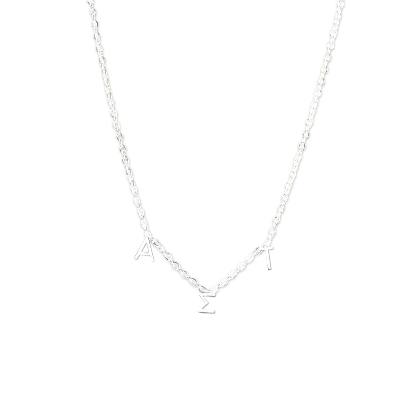 Alpha Sigma Tau Silver Greek Letters Necklace