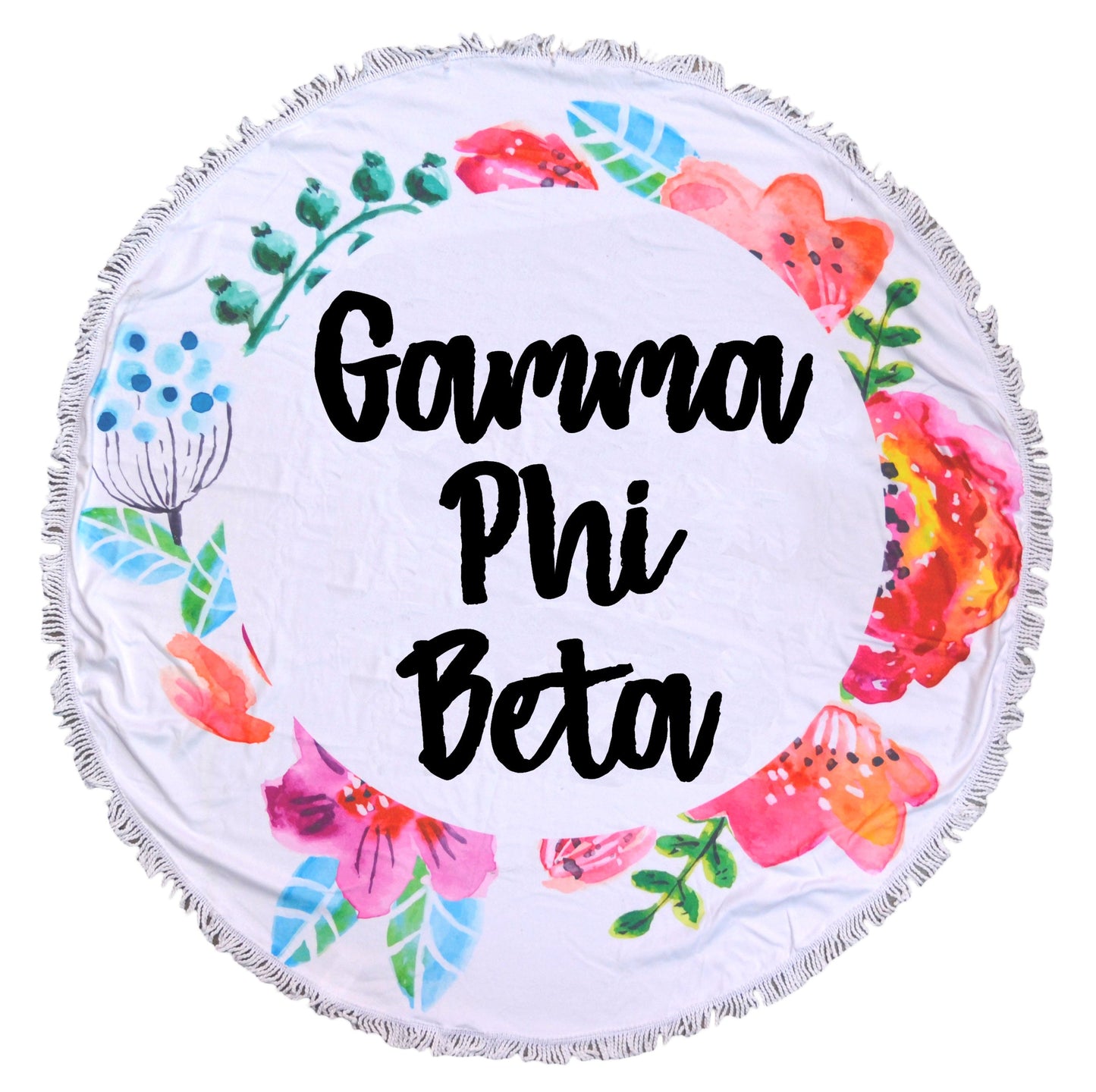 Gamma Phi Beta <br> Floral Fringe Towel <br> Blanket