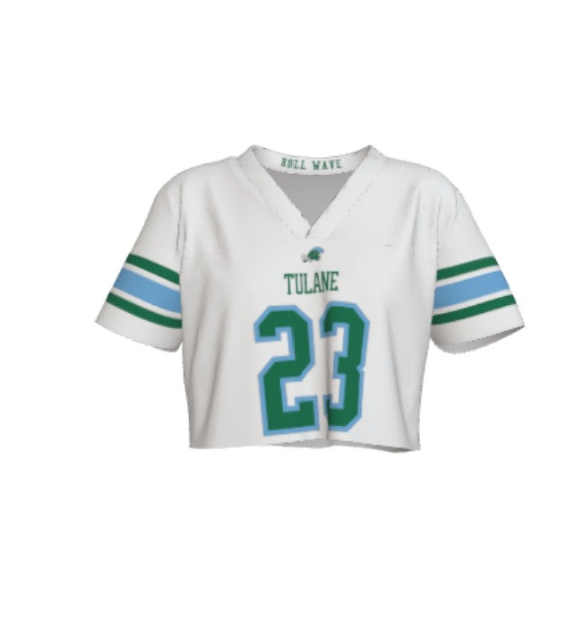 Tulane Replica Customizable Football Crop Top - White