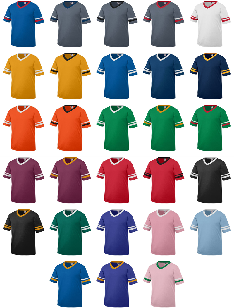 Vinyl-Letter Sleeve Stripe V-Neck - Campus Connection - Campus Connection - 2