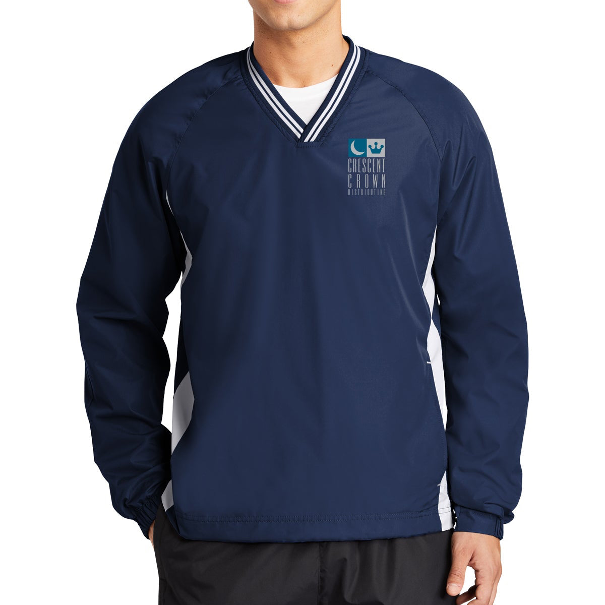 Sport-Tek Tipped V-Neck Raglan Wind Shirt