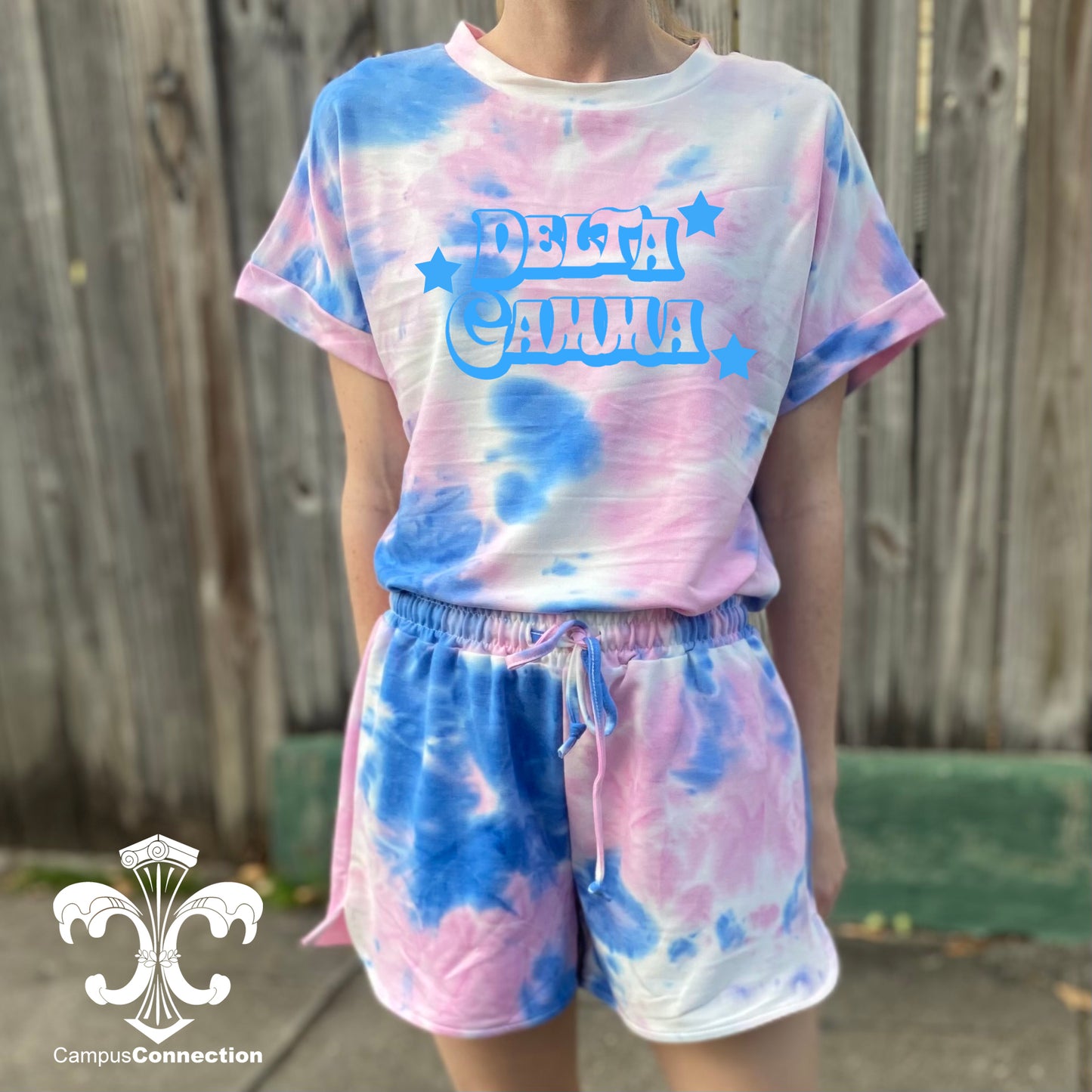 Sorority Tie Dye Loungewear Shirt and Shorts Set - Groovadelic