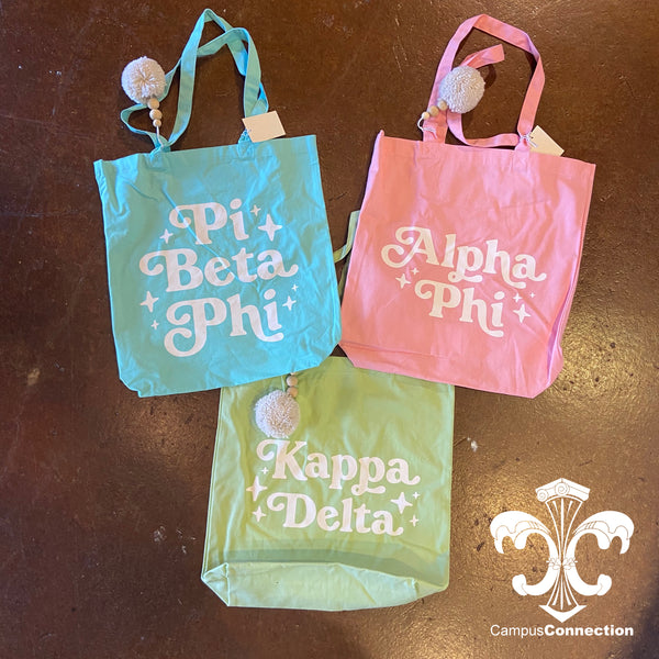 Phi Sigma Sigma Retro Pom Pom Tote Bag