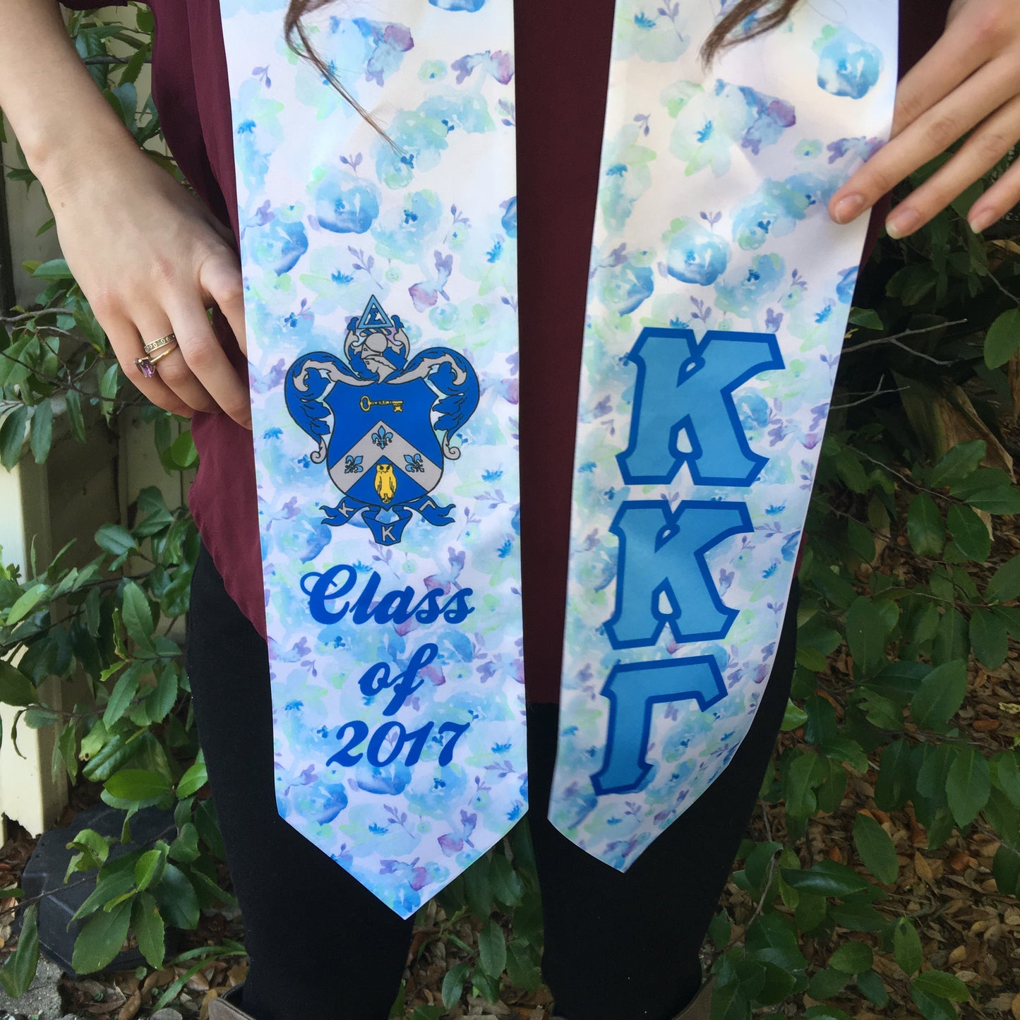 Sorority Class of 2025 Floral Satin Graduation Stole