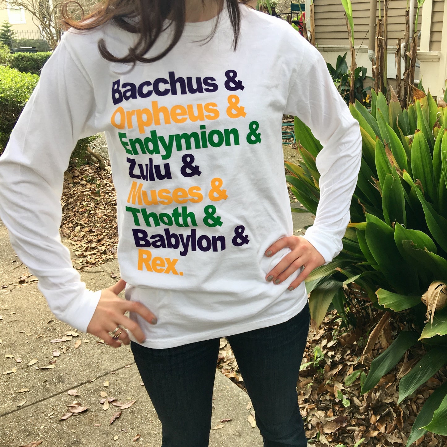 Mardi Gras Parade Comfort Colors Long Sleeve - White