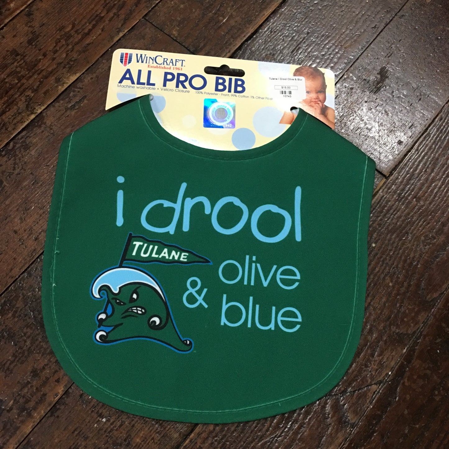 Tulane Angry Wave Baby Bib