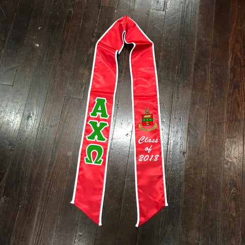 Sorority or Fraternity Class of 2024 Satin Graduation Stole with Border Trim