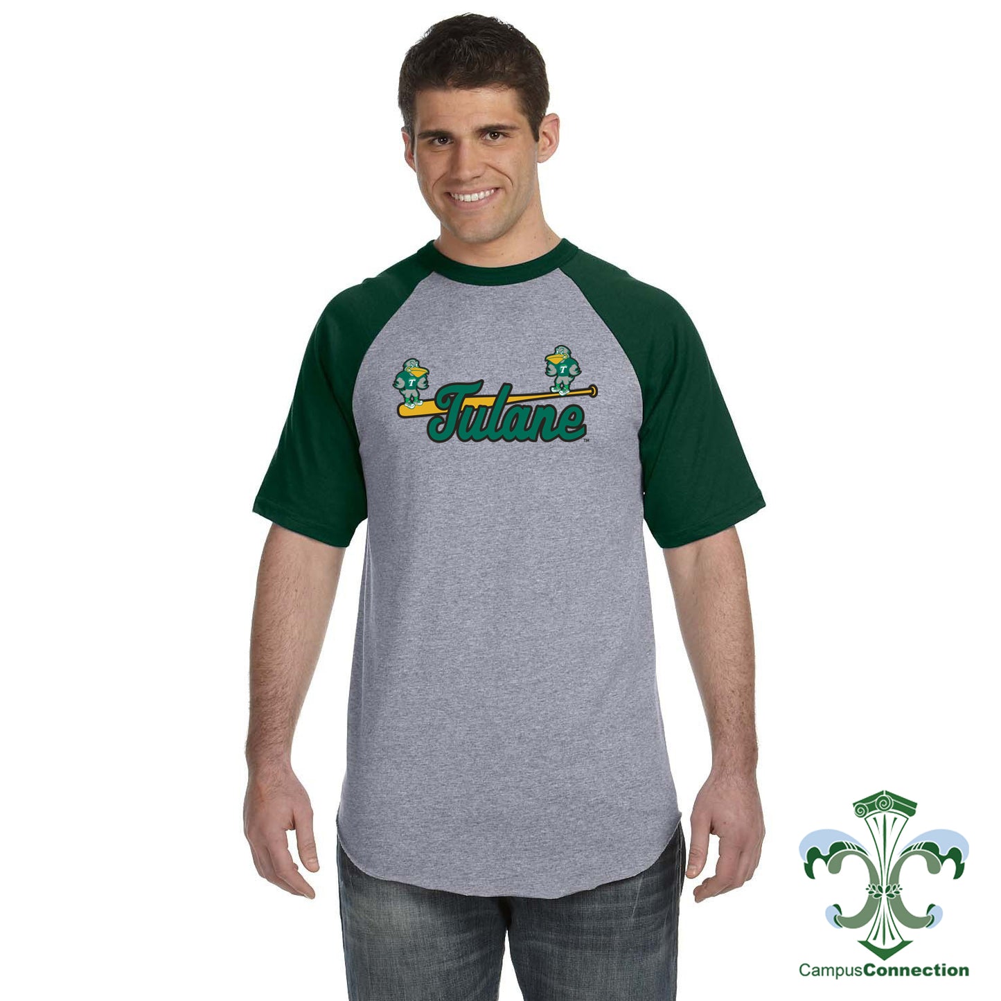 Tulane Baseball Slugger Bird Baseball Tee