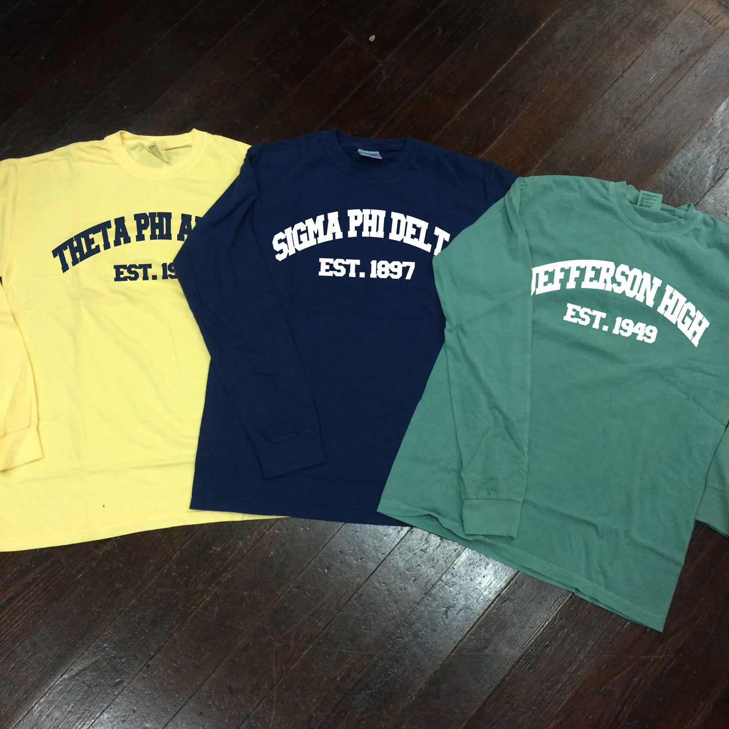 Comfort Colors Long Sleeve Shirt with Varsity Design - Campus Connection - Campus Connection - 2