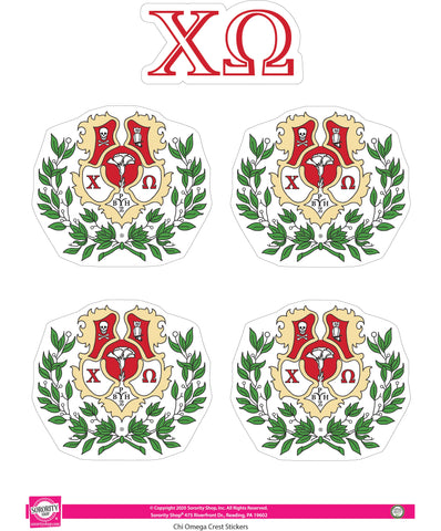 Chi Omega Crest Sticker Sheet