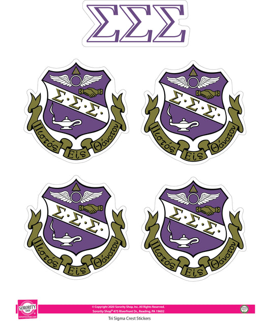 Sigma Sigma Sigma Crest Sticker Sheet