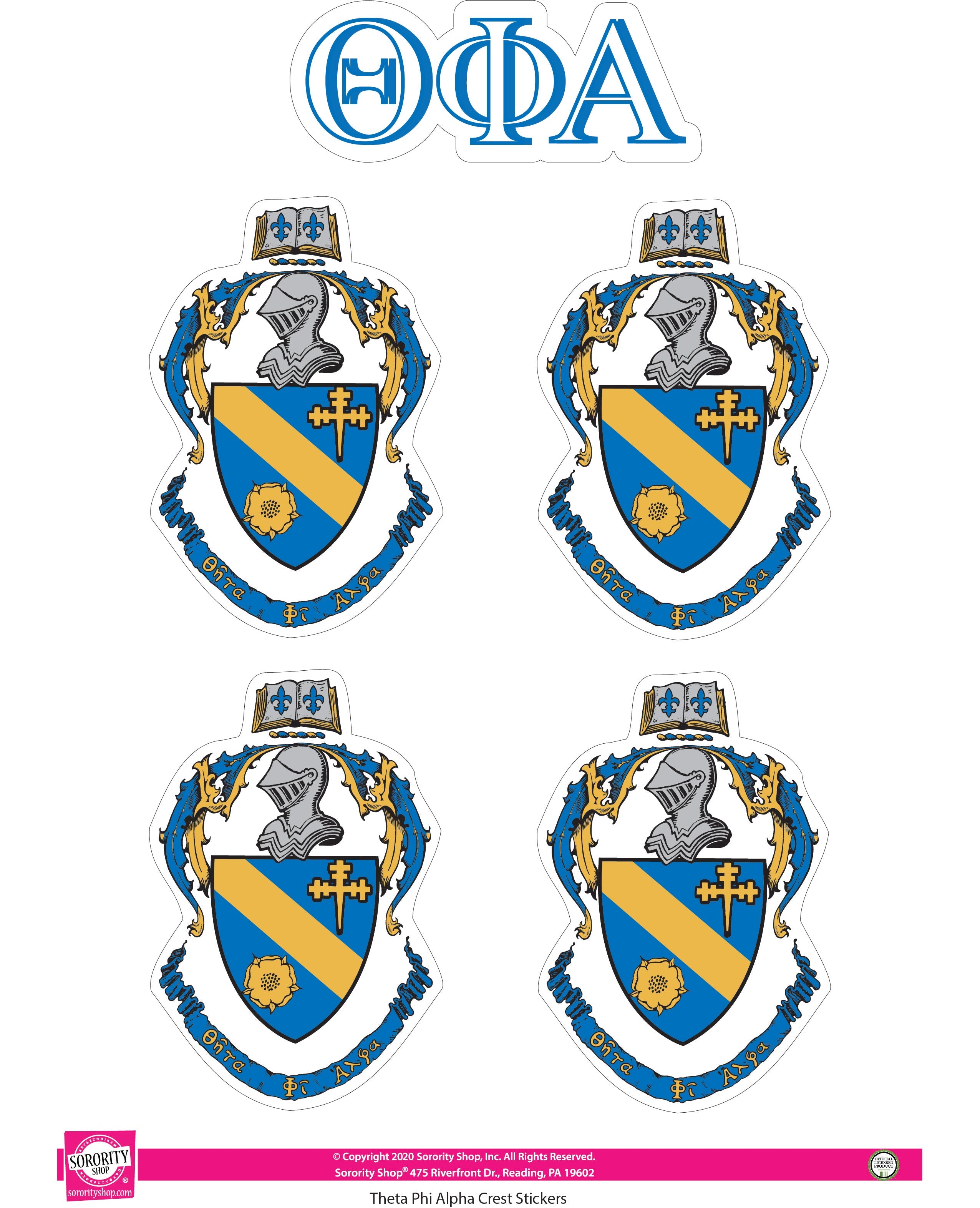 Tpa Sticker Theta Phi Alpha Crest Sticker Sheet – Campus Connection