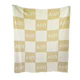 Alpha Omicron Pi Blanket - Acrylic Knit Checkered Blanket