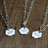 Pi Beta Phi Necklace- Silver Paperclip Style with PBP Pendant