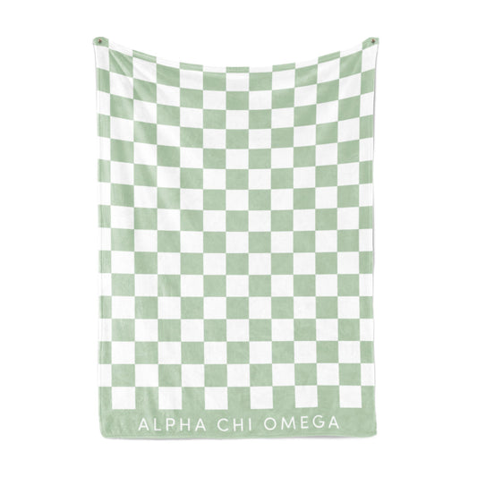 Alpha Chi Omega Blanket - Thick Checkered Sherpa Blanket