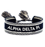 Alpha Delta Pi Woven Bracelet, Black and White Design