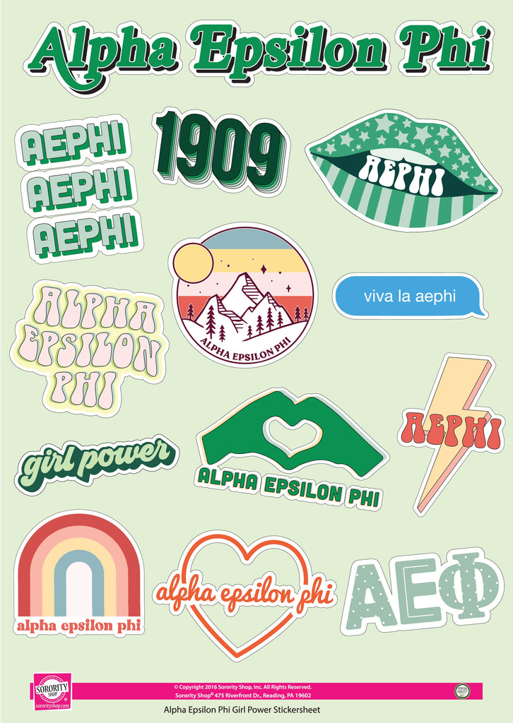 Alpha Epsilon Phi Girl Power Sticker Sheet