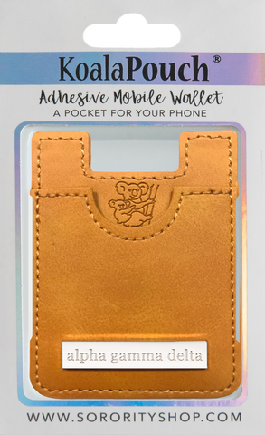 Alpha Gamma Delta Leather Style Koala Pouch (Saddle)