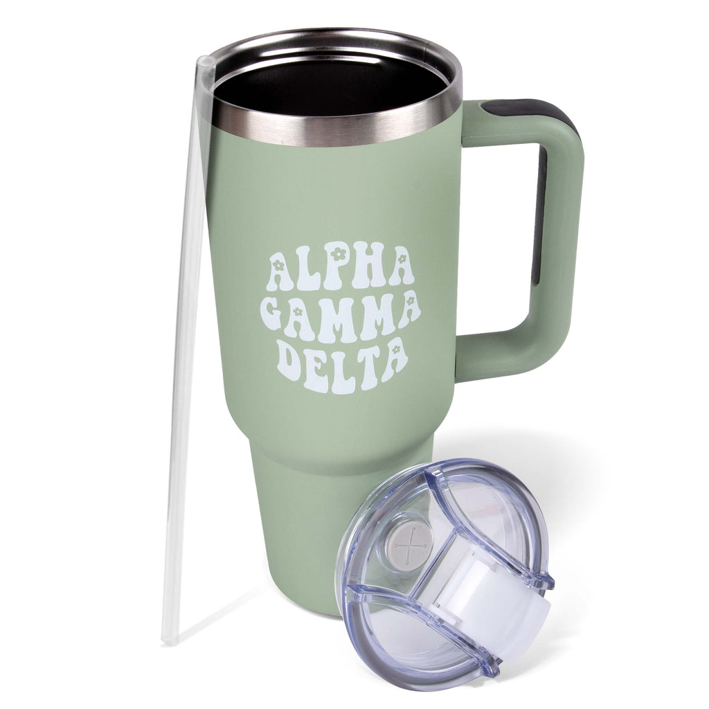 Alpha Gamma Delta Tumbler - 40oz Stainless Steel with Handle