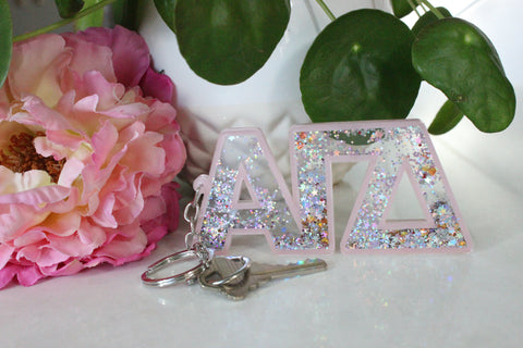 Alpha Gamma Delta Glitter Sorority Keychain