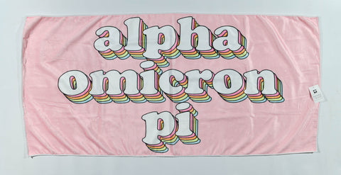 Alpha Omicron Pi Plush Retro Beach Towel